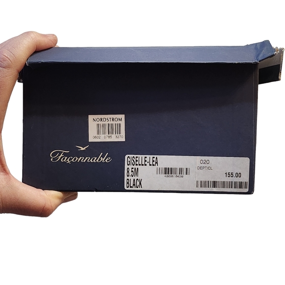 Faconnable Giselle-Lea Black Leather Pointy Toe Kitten Heels Size 8.5M - Picture 11 of 12